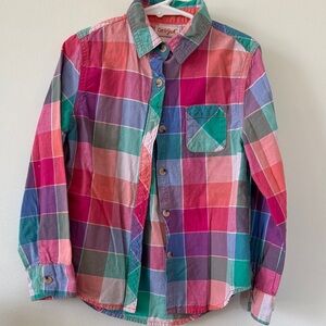Cat & Jack Multicolor Plaid Button-Up Shirt - Pink, Teal, Purple